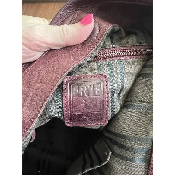 FRYE Melissa Slouchy Burgundy Antique Leather Large Hobo Crossbody Purse Bag - Picture 10 of 14